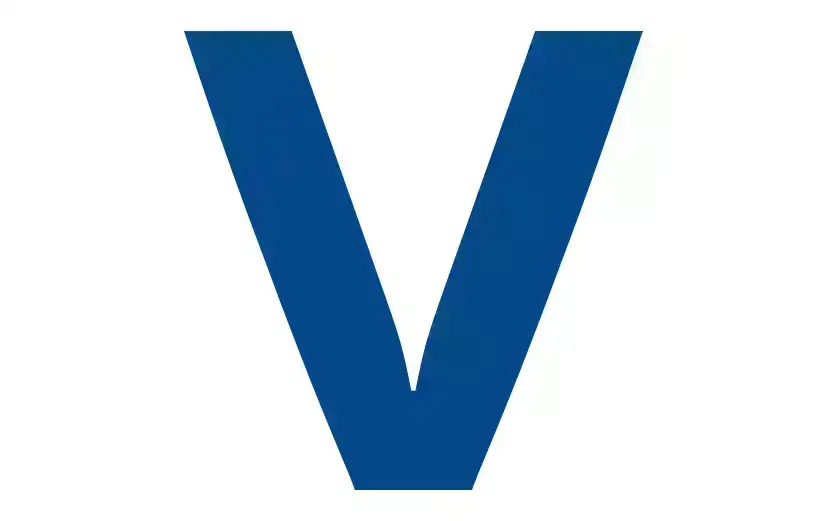 There is a blue VERBUND V on a white background.